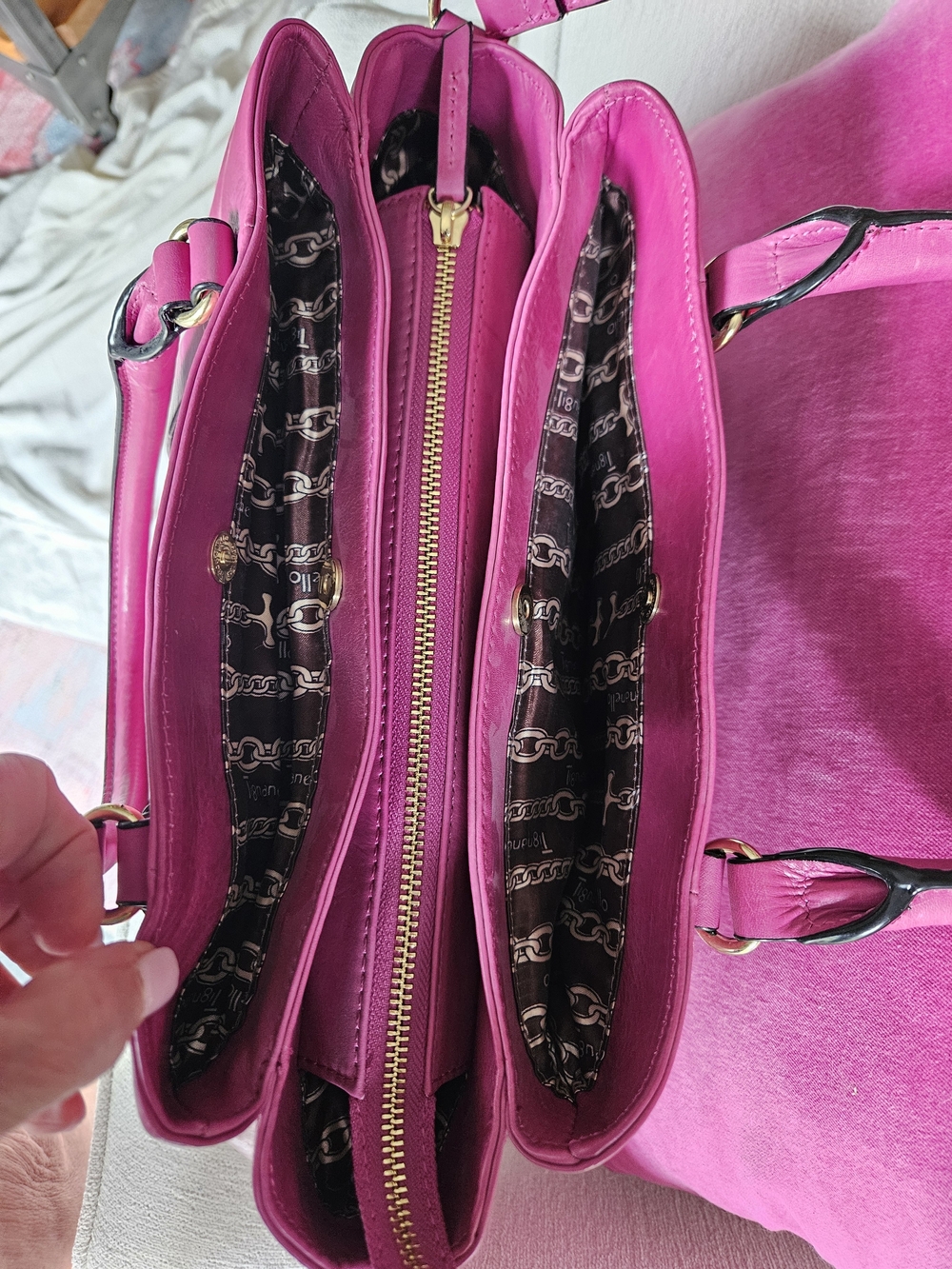 Tignanello Triple Entry Pink Leather Shopper - Picture 3 of 9